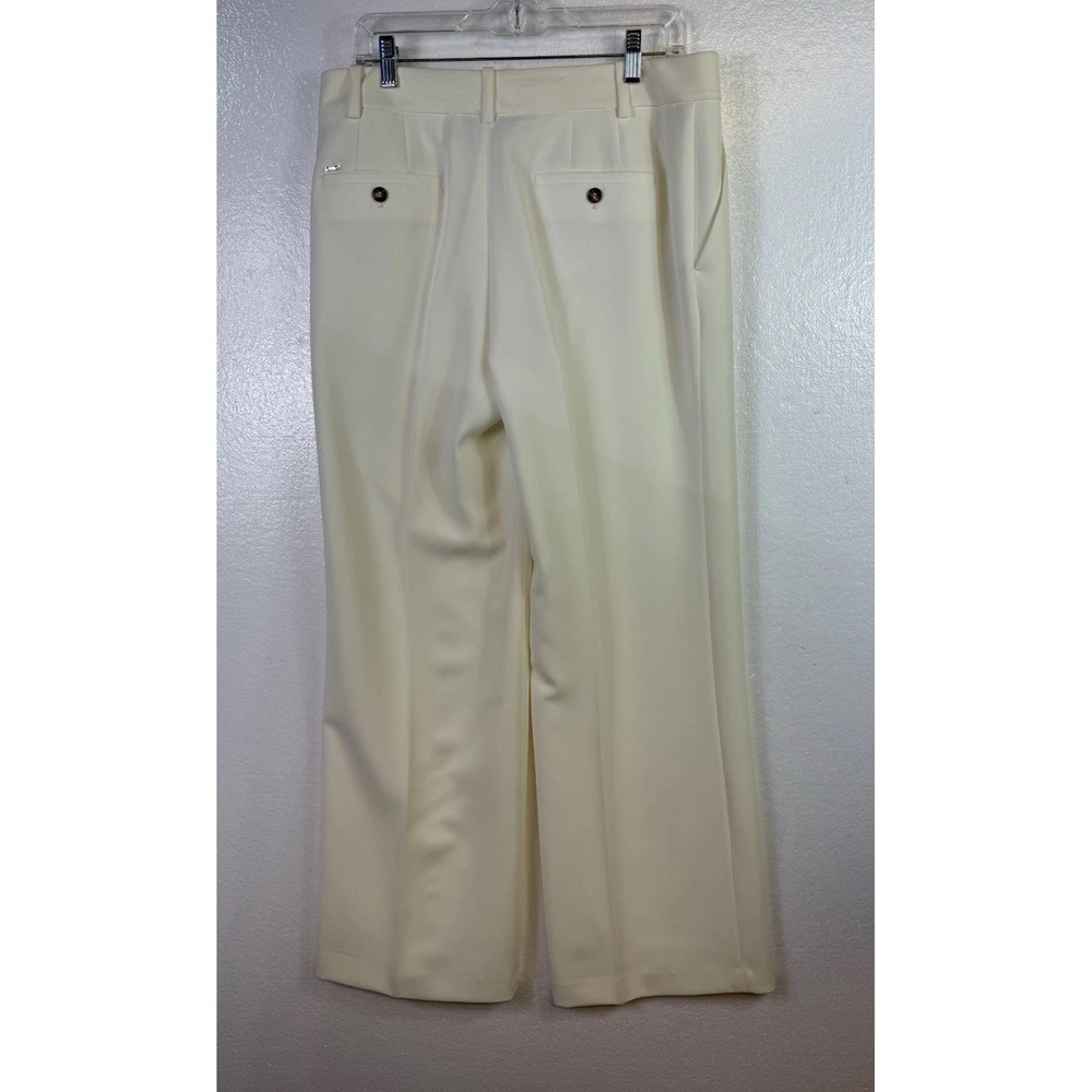 Donna Karan New York Women Ivory Dress Pants Sz 10 Flat Front Pockets Career